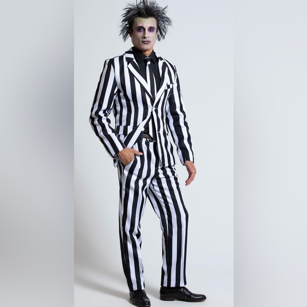 Black and White Striped Suit
